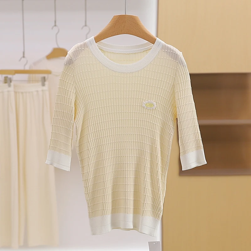 [Heng] Минималистичный простой в сочетании с круглым вырезом и пышными рукавами