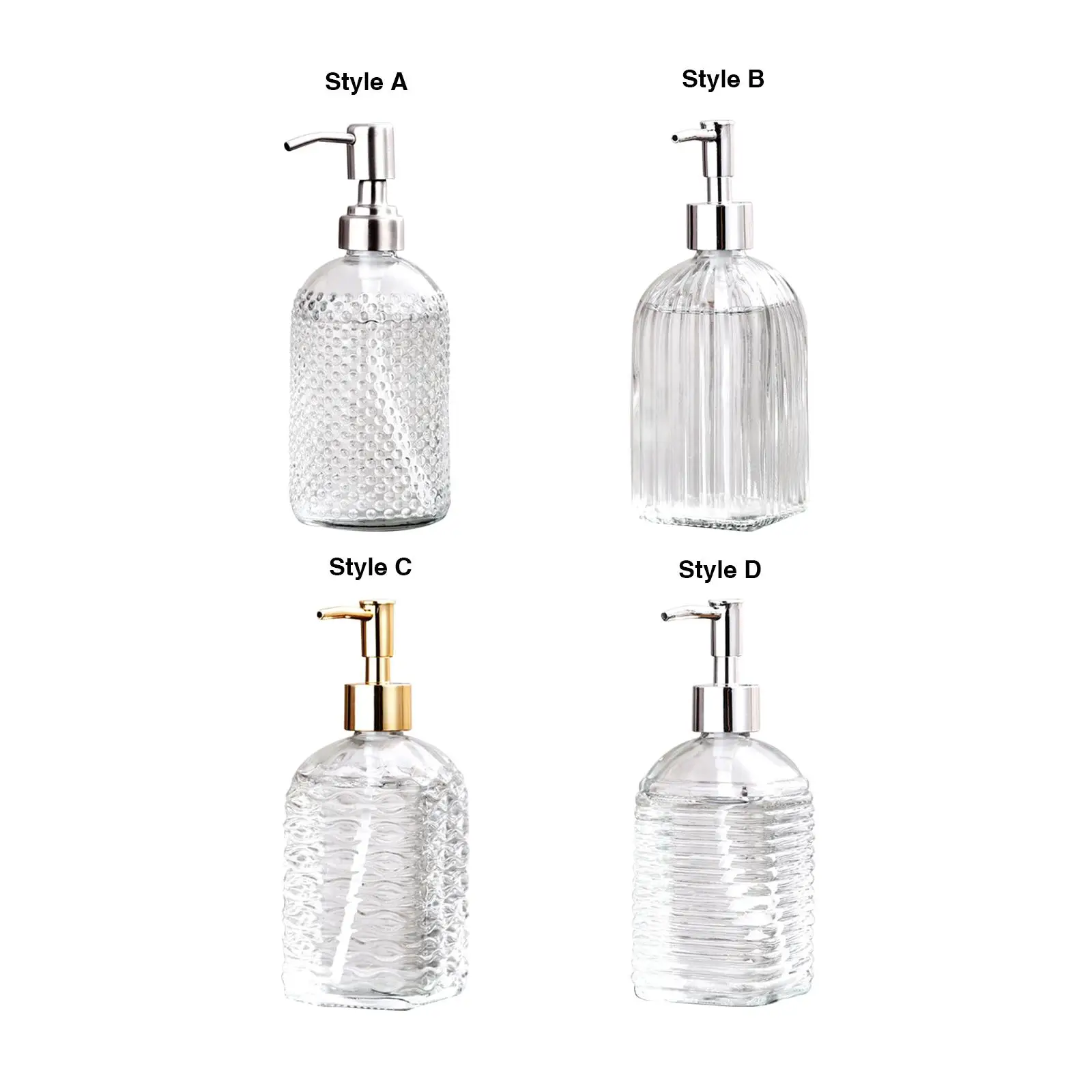 

Clear Glass Soap Dispenser Soap Pump Bottles for Hotel Countertop Home