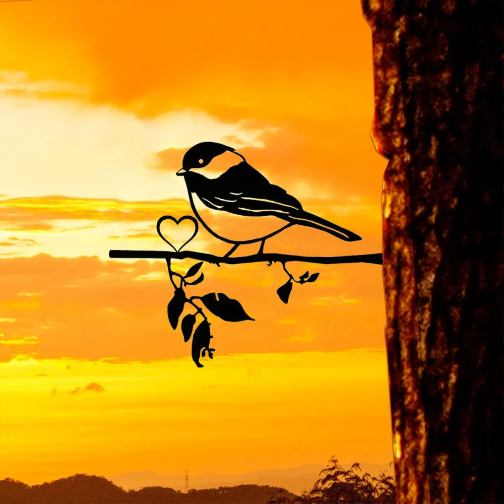 Декоративная металлическая стена с силуэтом птицы на ветке для дома сада двора