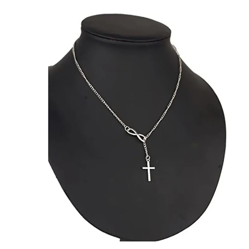 Ожерелье Infinity Cross для женщин с кулоном Love из нержавеющей стали Религиозные украшения с регулируемой цепочкой.