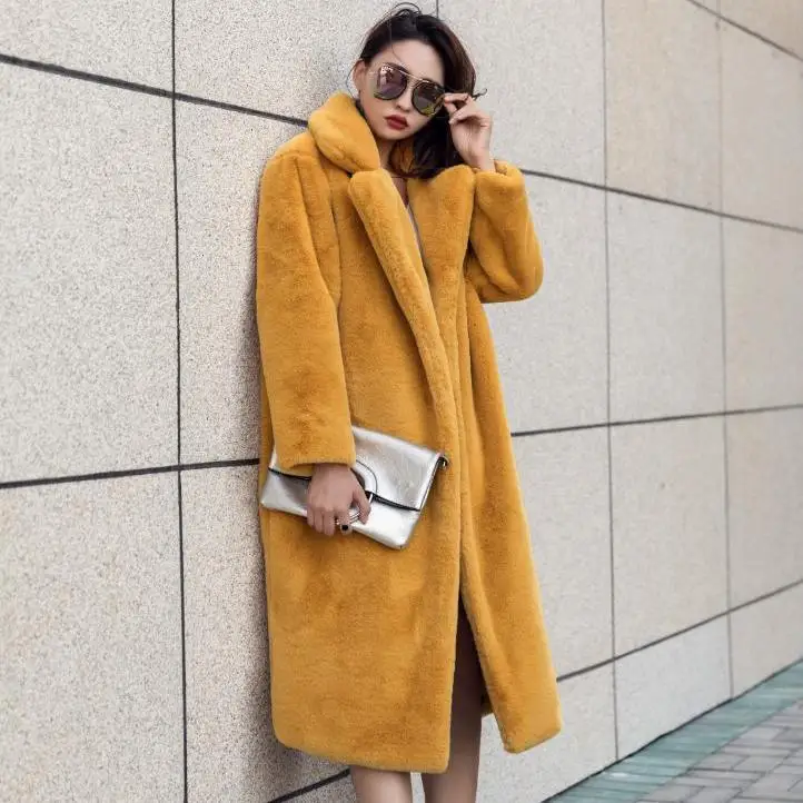 Overcoat Women's medium long autumn and winter mink coat Women's new thickened coat loose