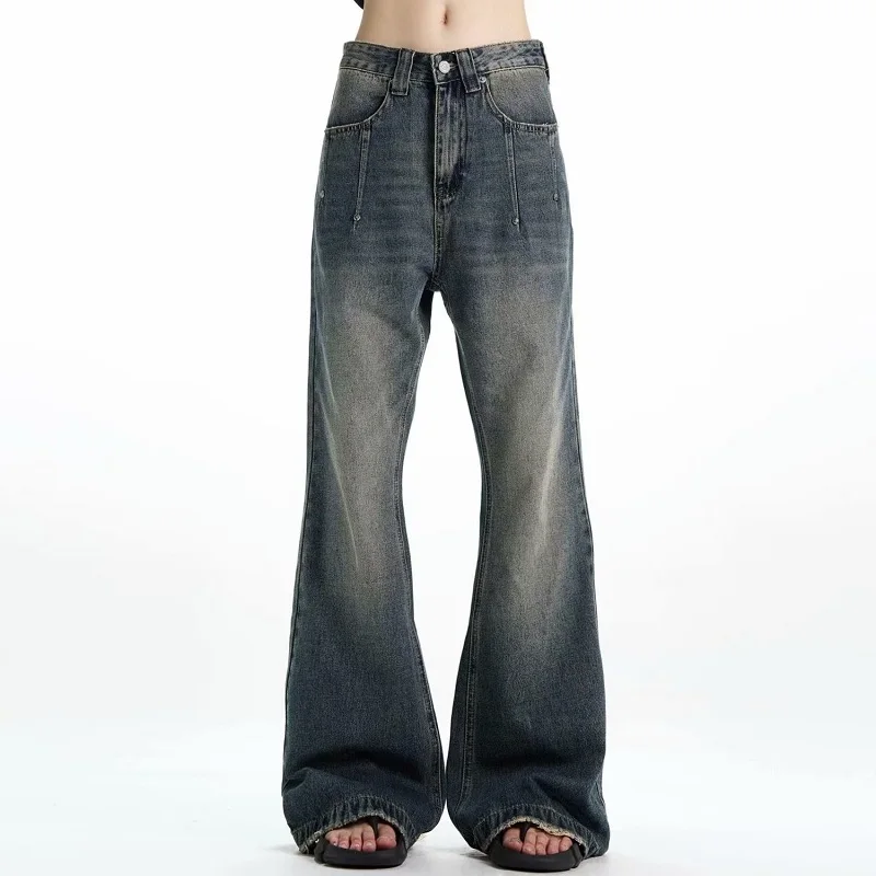 Y2k Американские винтажные джинсы Мужские осенние потертые старые свободные