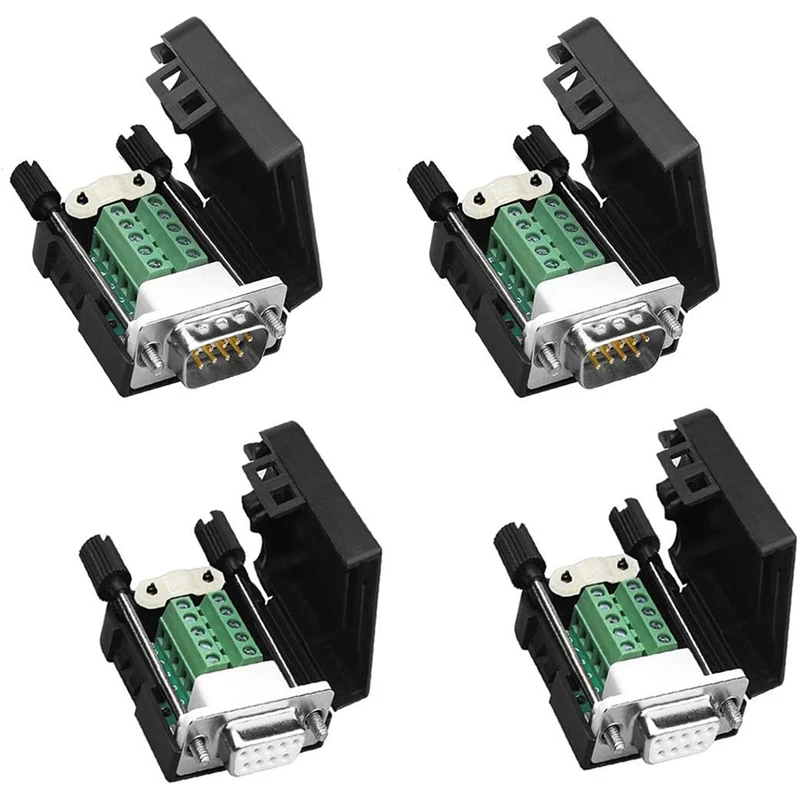 

HOT-DB9 Solderless RS232 D-SUB Serial To 9Pin Port Terminal Male Female Adapter Connector Breakout Board (2-Male+2-Female)