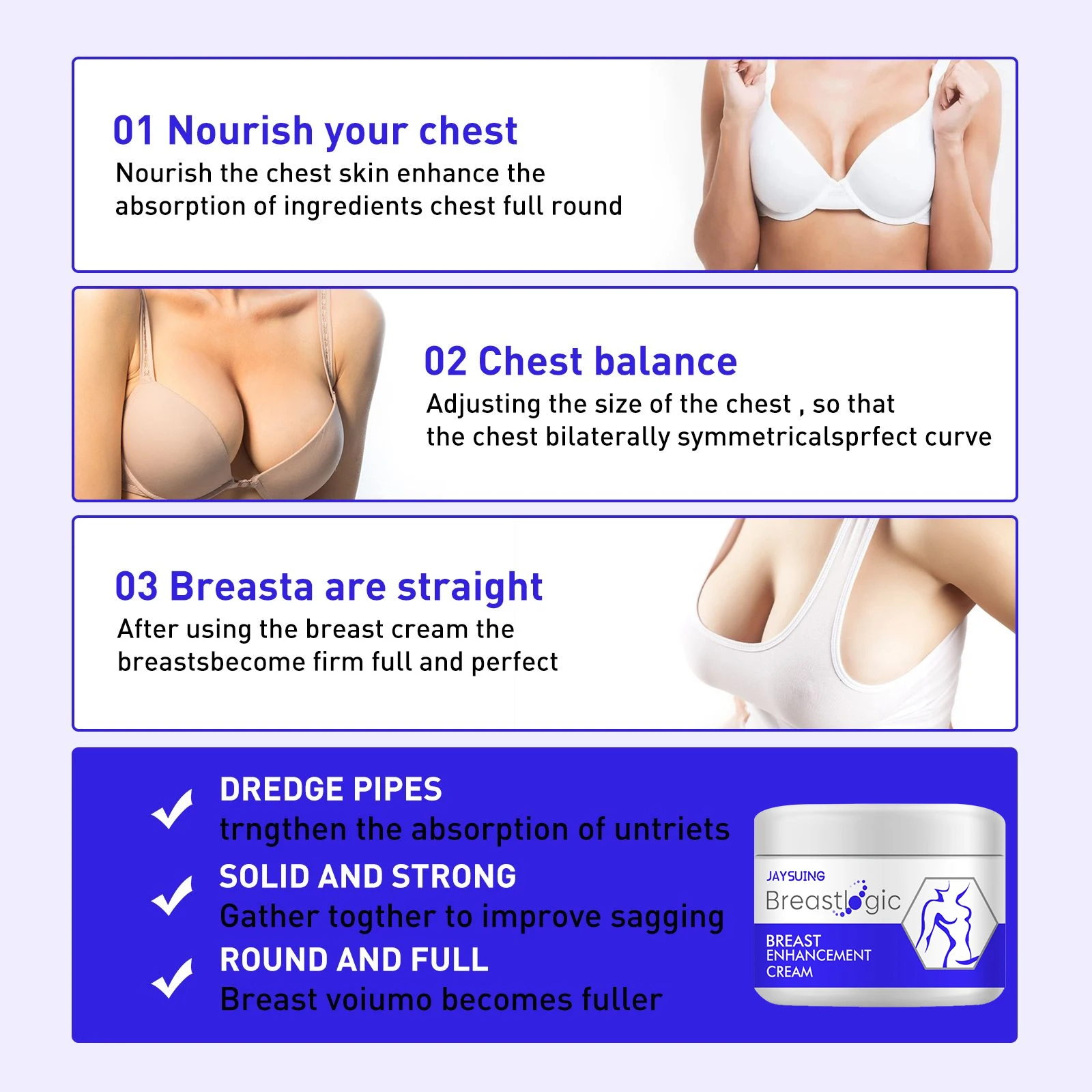 Крем для увеличения груди укрепляющий подтягивающий эластичность кожи улучшает