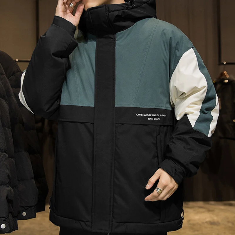 

Men Winter White Duck Down Jackets Fashion Casual Coat Hooded Windbreaker Youth Outwear Down Coats Male Jacket Waterproof Parkas