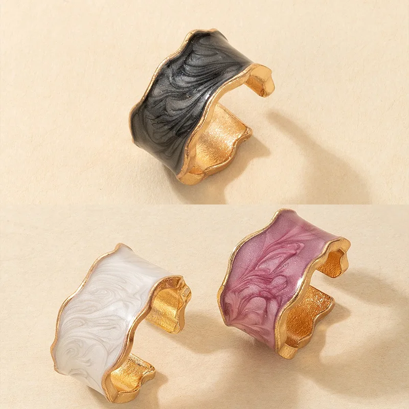 

Fashion Enamel Wide Ring for Women Men Punk Multicolor Adjustable Vintage Metal Index Finger Rings Jewelry Party Gift Hot New