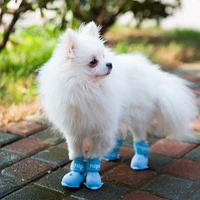 3pcs sml pet dog rainshoes waterproof silicone dog shoe boots for small large dogs cats rainy days fashion rubber pet supplie