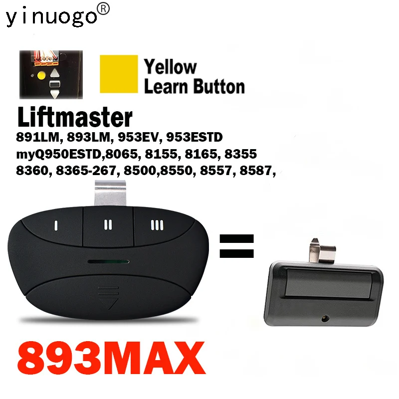 

Liftmaster 893MAX Garage Door Remote Control Duplicator 373LM 372LM 371LM 370LM 365LM Garage Door Control Opener 390MHz 315MHz