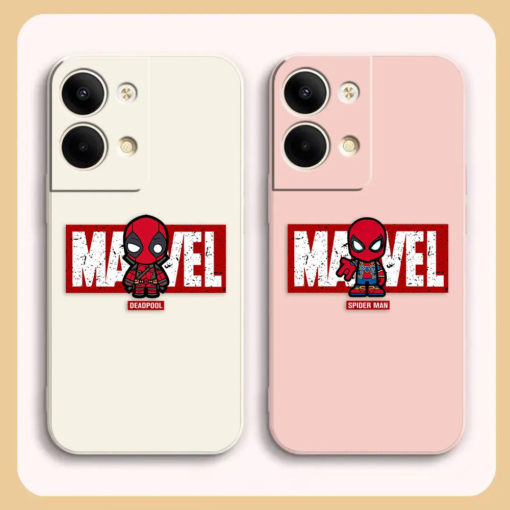 

Case For OPPO RENO 8 7 9 6 7SE 5 4 4SE 4 3 4G 5G PRO PLUS Colour Simple Liquid Silicone Case Marvel Print Spider-Man Deadpool
