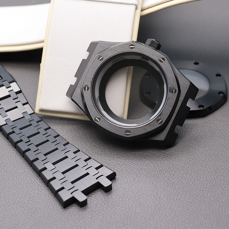 41mm Case Black Bracelet Men's Watch Watchband Parts For Seiko nh36 nh35 Movement 31.8mm Dial Sapphire Crystal Glass Waterproof enlarge