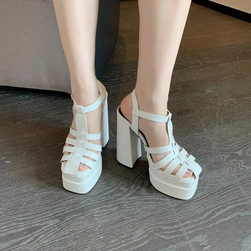 

Star Style Fashion Platform Wedges Women Sandals Sexy Hollow Out Thick High Heels Gladiator Sandals Summer Female Chunky Shoes