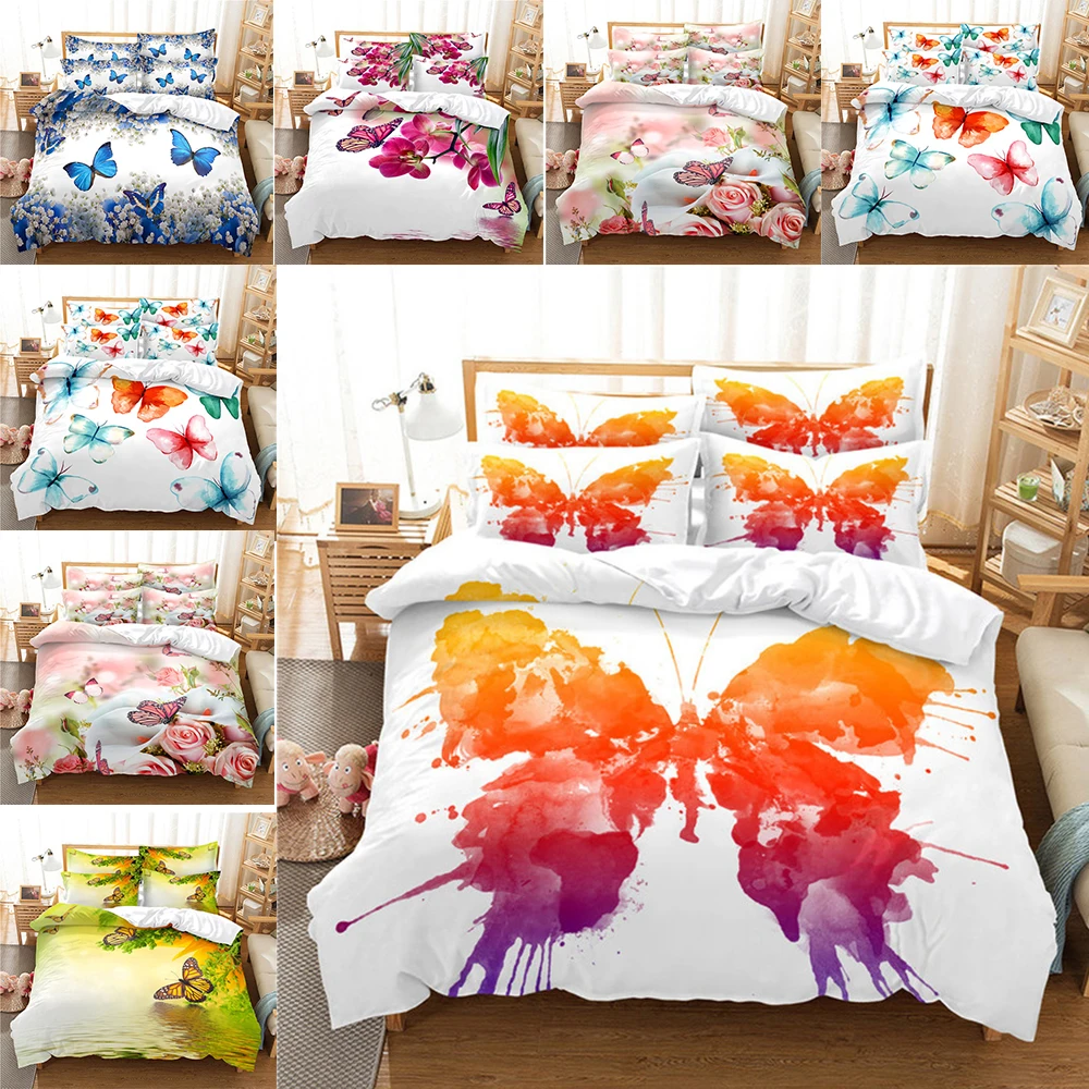 

Fashion Butterfly Bedding Set Duvet Cover Set 3d Bedding Digital Printing Optional Size Bedding Set