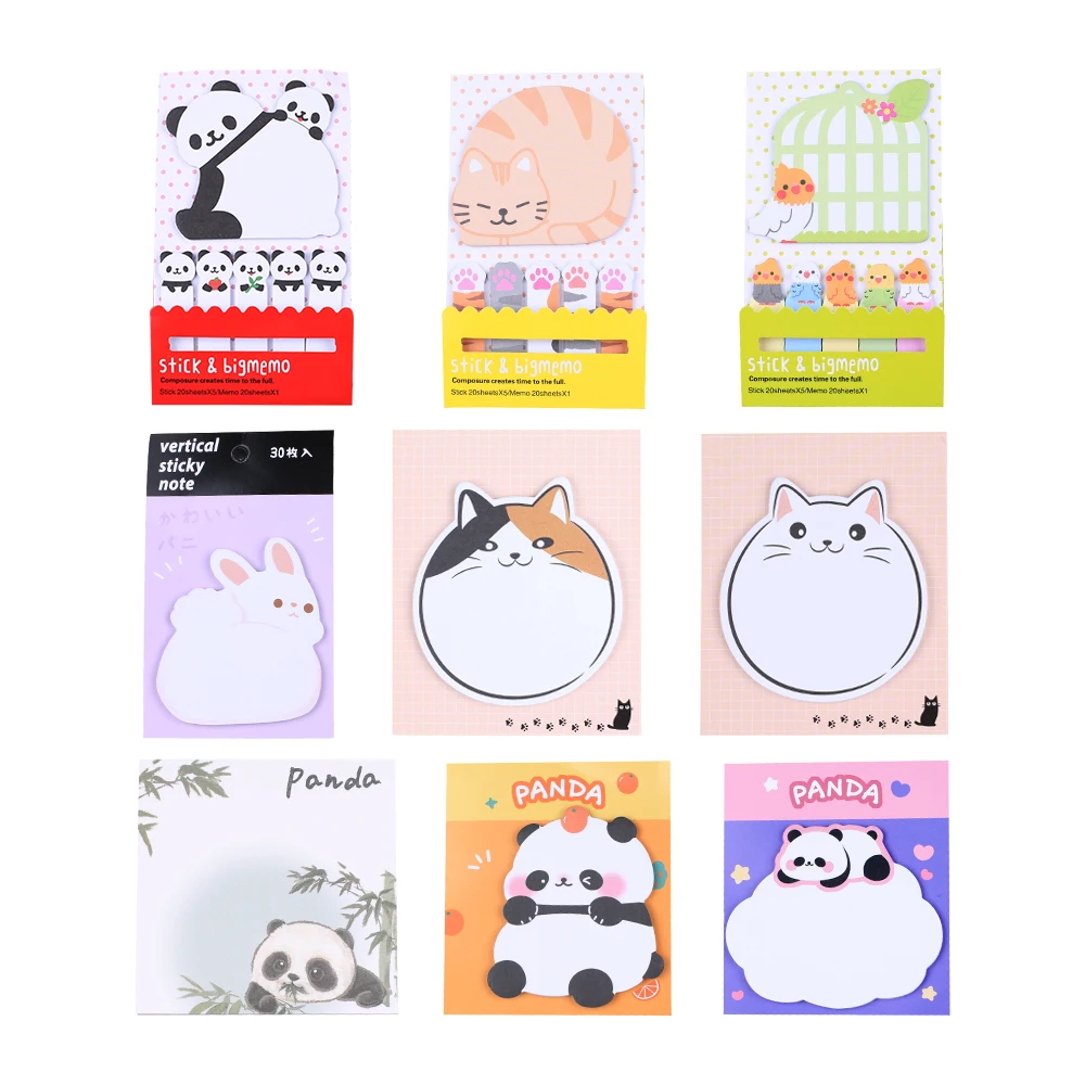 

Japan 3D Cute Lovely Cat Panda Memo Pads Kawaii Sticky Notes Post Notepad Stationery Back to School Index Kids Tab List Planner