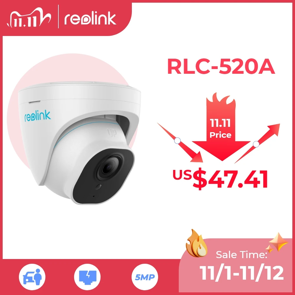 Скидка Умная IP-камера Reolink, 5 Мп, PoE, для наружного наблюдения Цена Умная IP-камера Reolink, 5 Мп, PoE, для наружного наблюдения