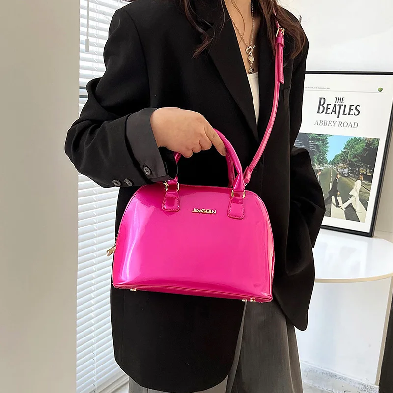

TRAVEASY Luxury Brand 2023 Tote Bags for Women OL Fuschia Color Handle Ladies PU Leather Fashion Single Shoulder