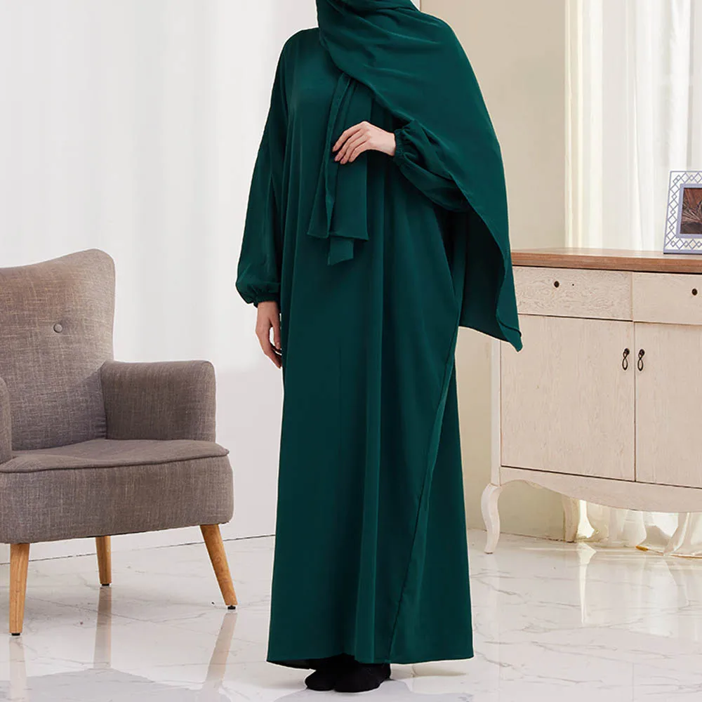 Ramadan Eid Muslim Hijab Dress Islam Kaftans Abayas For Women Arab Prayer Dress Dubai Turkish Turban Robe African Musulmane