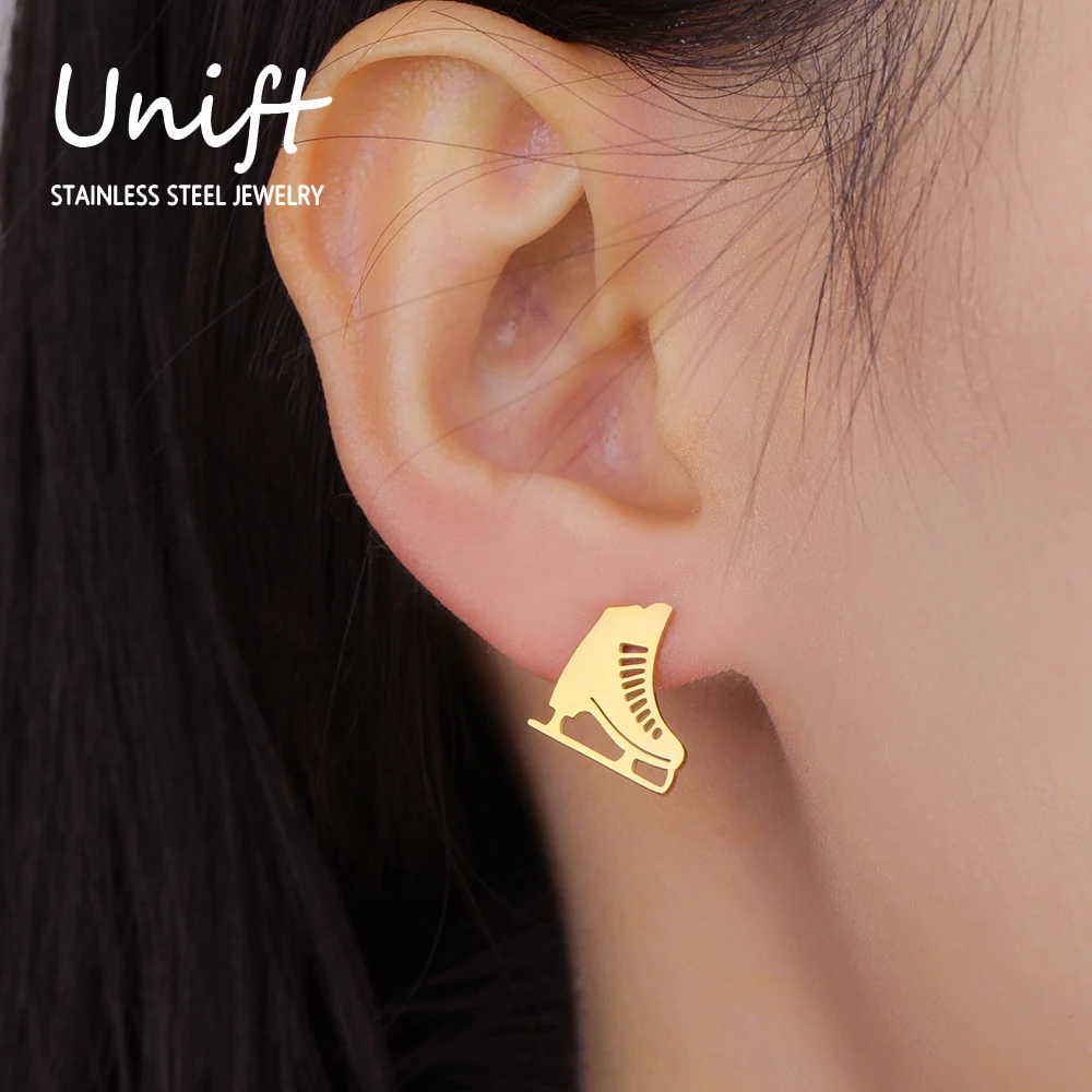 Unift Женские серьги-гвоздики из нержавеющей стали для катания на коньках Коньки