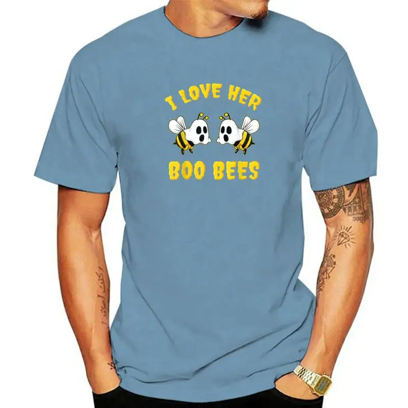 

Halloween I Love Her Boo Bees Funny T-Shirt Camisas Men 3D PrintedCrazy Tops Shirts Fashionable Cotton Men's T Shirt