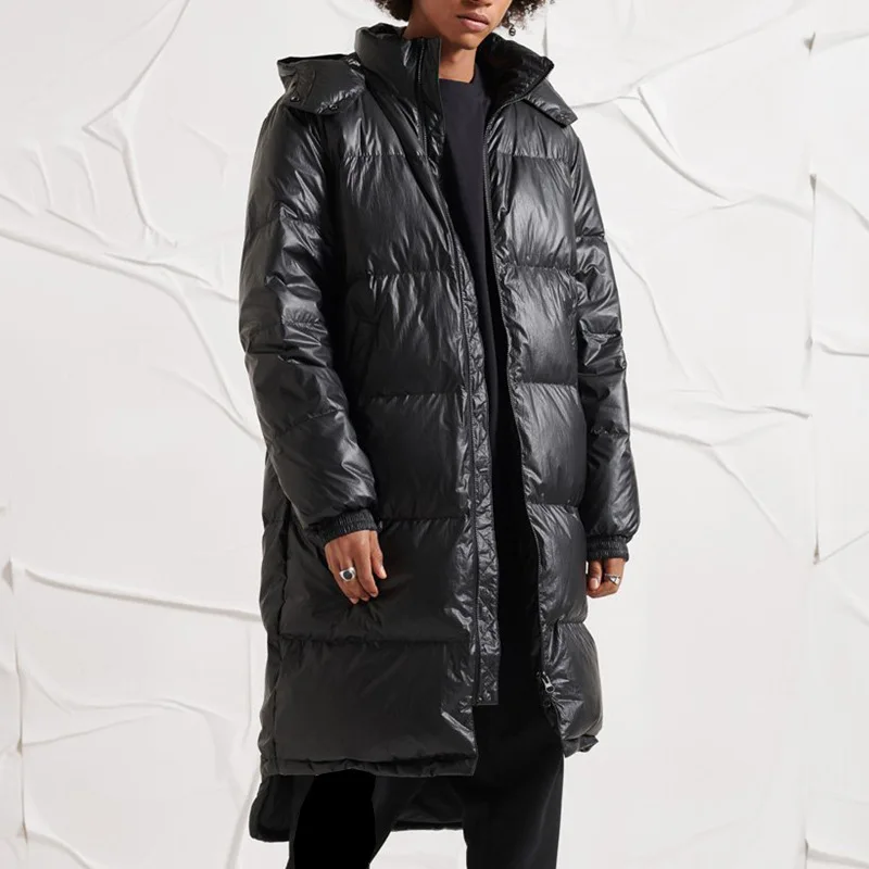 New men's clothing Long loose autumn and winter thickened padded coat Fashionable all-match hooded plus size padded coat parka