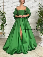 ball gown corsets elegant engagement formal evening dress strapless sleeveless satin with slit pure color 2022 robe de soiree