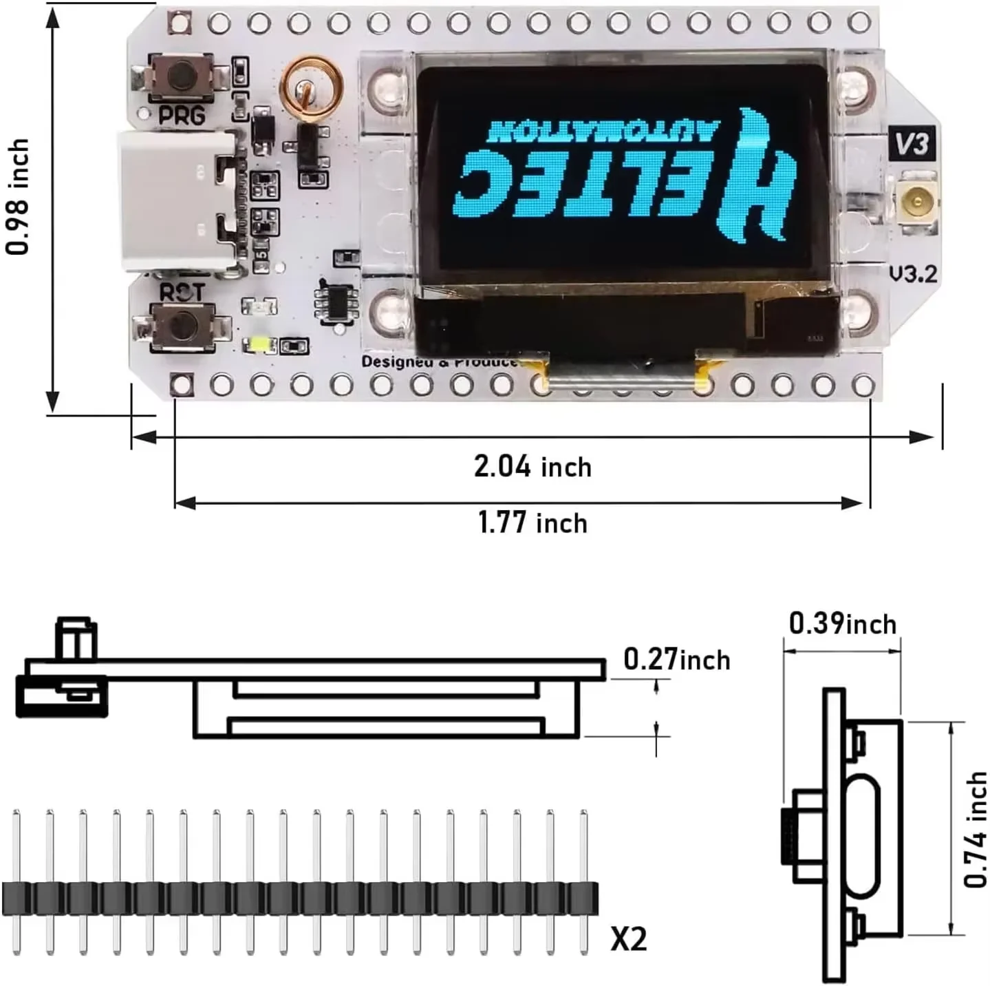 Фото Плата для разработки IoT Heltec LoRa 32 V3 ESP32-S3 SX1262 Meshtastic Node 868МГц 915МГц с OLED-дисплеем, WiFi, BLE, Type-C №3