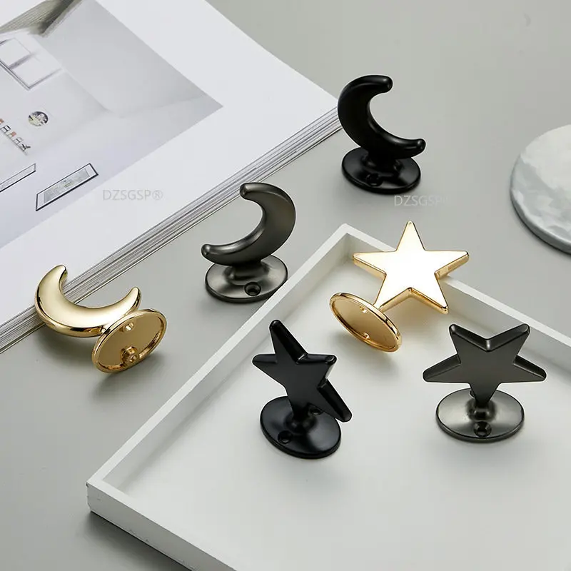 

Creative Luxury Stars Moon Handle Cabinet Knobs Kitchen Door Handles and Modern Minimalist Drawer Cabinet Door Handle Knobs
