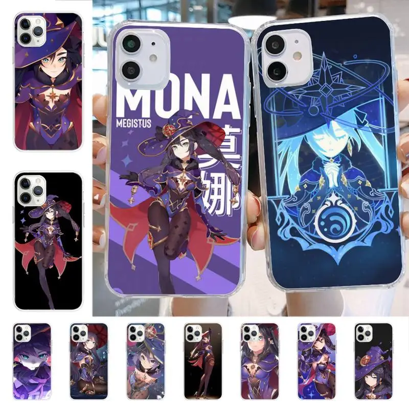 

YNDFCNB Genshin impact Mona Phone Case for iPhone 11 12 13 mini pro XS MAX 8 7 6 6S Plus X 5S SE 2020 XR cover