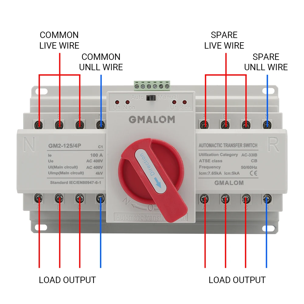 Автоматический выключатель ATS (CB) 2P/4P 63a с двойным питанием
