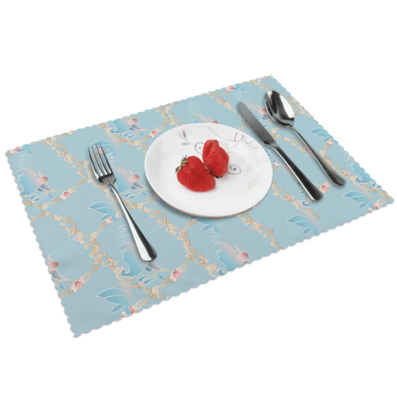 

Blue And Gold Placemats for Dining Table 12 x 18 inches Heat Resistant Table Placemats Set of 4 for Kitchen Dining Table