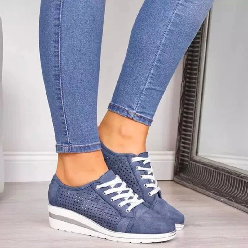 

Women Shoes Summer Hollow Breathable Shoes for Women 2023 New Leisure Platform Wedges Vulcanized Casual Sneakers Chaussure Femme