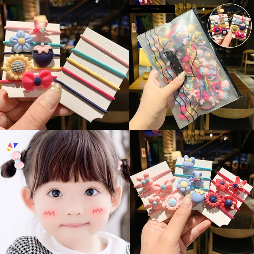 

20Pcs Children Braiders Hair Rope Rubber Band Set Headband Headdress Not Hurt Hair Ring Hairpin Girl Hair Accessories Hair Tools