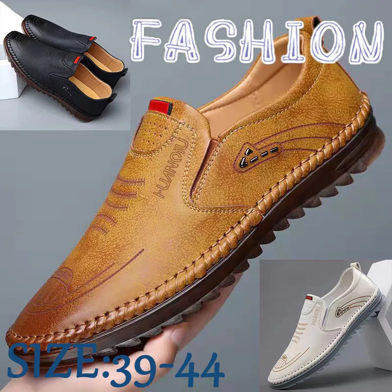 

2023 New Men's Casual Leather Shoes PU Soft Sole Comfortable Business Casual Men's Shoes Breathable Non Slip Work Shoes