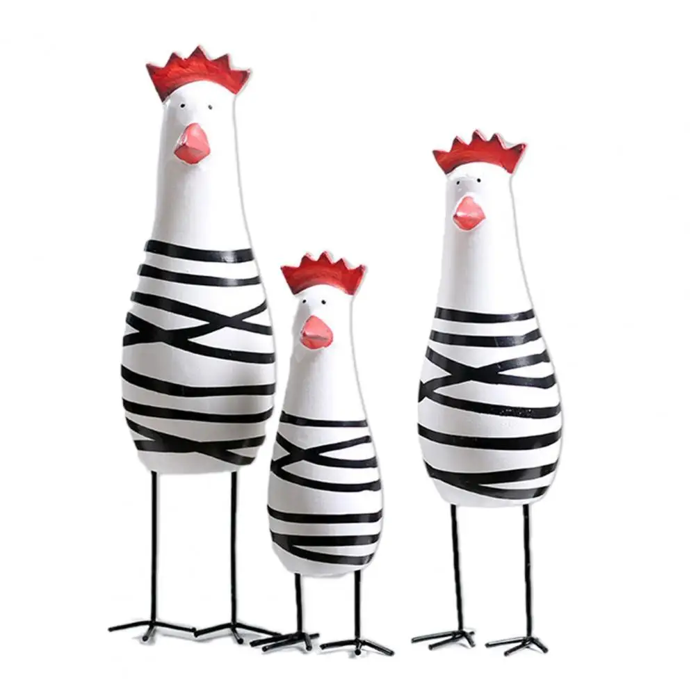 

Стильная окрашенная статуя курицы ручной работы, 3 размера, окрашенная курица, украшение, резная курица, 3 шт./компл.