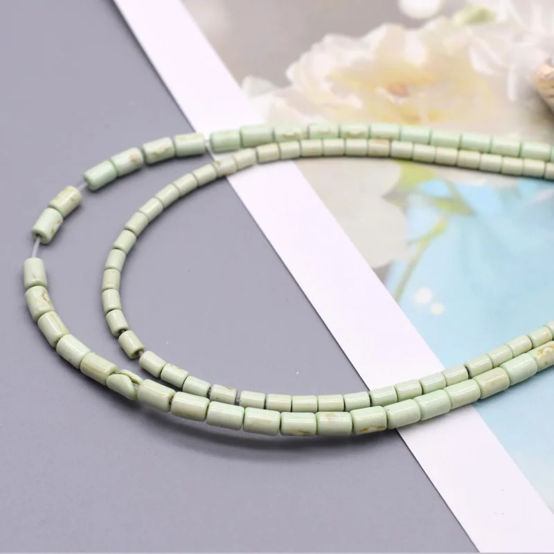 Фото 3x5mm4x6mm яркие гладкие розовые красные цветные трубчатые бусины из натурального бирюзового камня, свободные бусины для изготовления ювелирны... №5