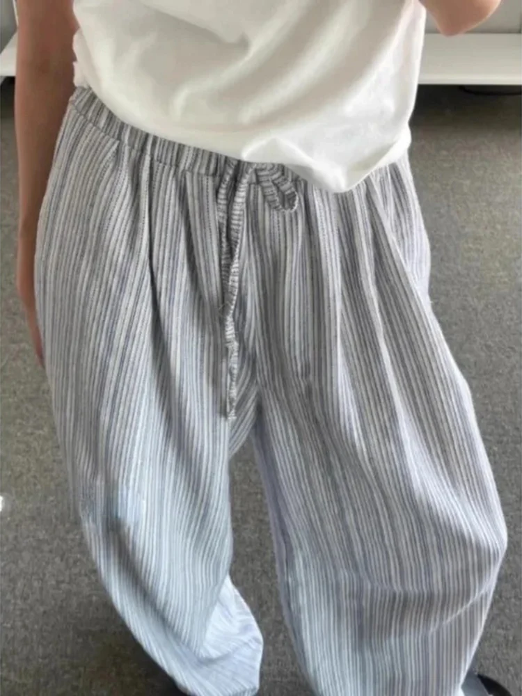 Женские широкие брюки на шнуровке повседневные винтажные спортивные оверсайз в