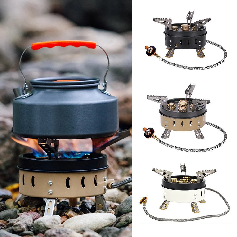 

11000W Gas Cookware Stoves Strong Folding Portable Gas Stove 5 Spray Head Lightweight for Hiking Survival for Picnic Backpacking