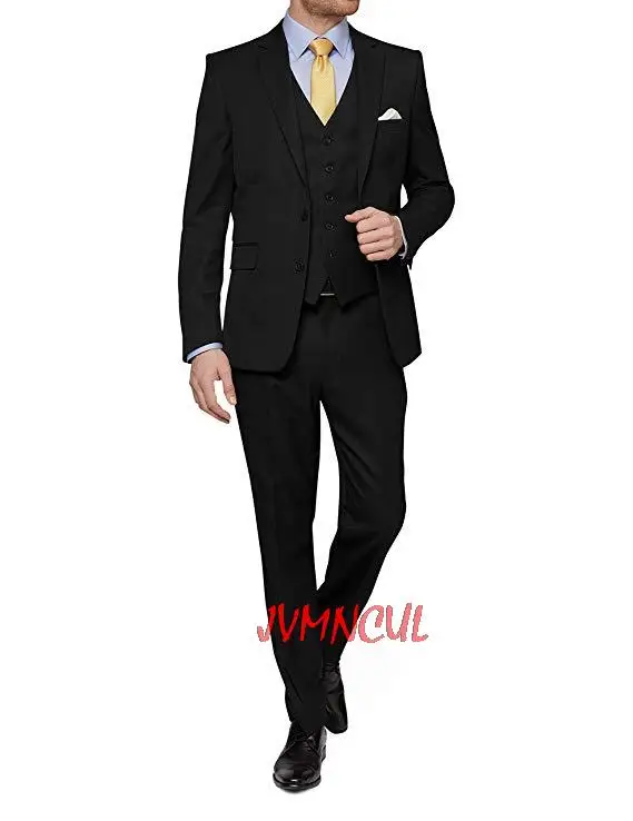 

Black Custom Made Suits for Men Casual Beach Terno Slim Groom Custom 3 Piece Wedding Mens Suit Masculino(Jacket+Pant+Vest)