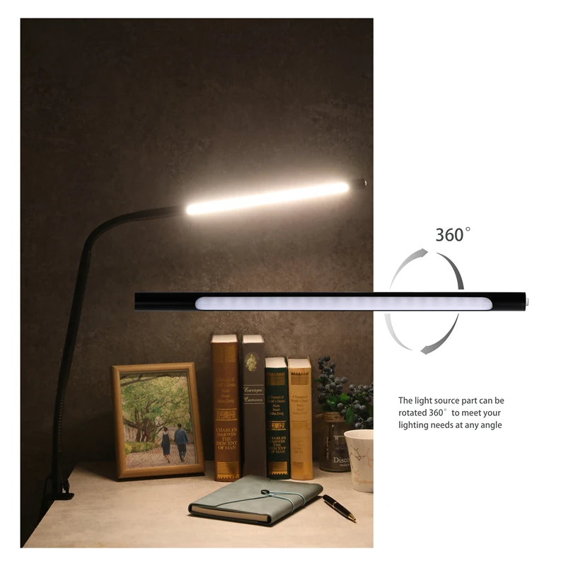 led 2 in 1 clip on desk lamp mobile phone bracket light dimming aluminum alloy folding light for bed living room office computer free global shipping