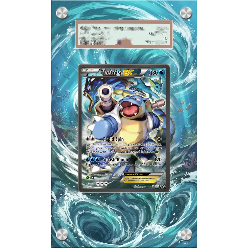Фото Акриловая подставка Blastoise EX без карточки, с изображением морских волн, для аниме-карт TCG, коллекционный сувенир для фанатов, яркий дизайн №2