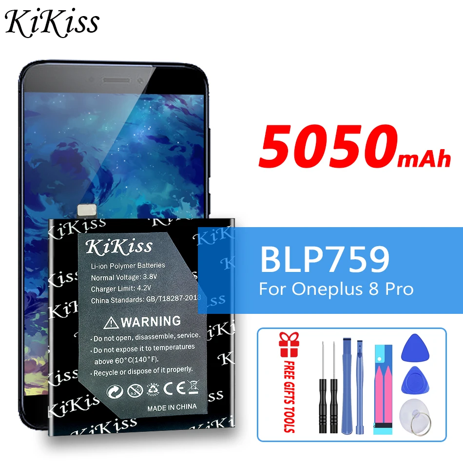Сменный аккумулятор большой емкости KiKiss 5050 мАч BLP759 для Oneplus 8 Pro One Plus 8pro, аккумуляторы для мобильных телефонов