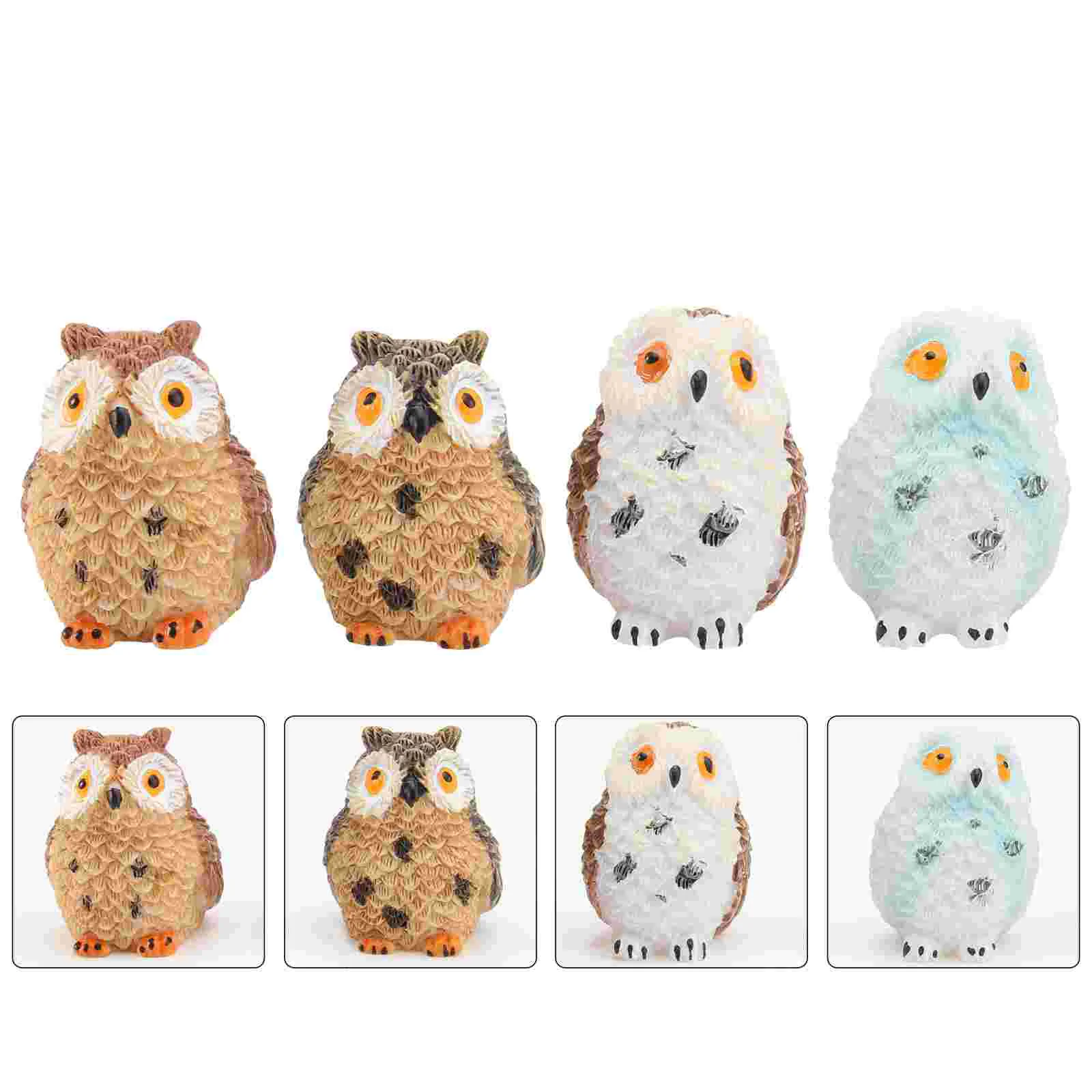

4PCS Creative Owl Decorative Crafts Microlandschaft Resin Barefooted Owl Decors