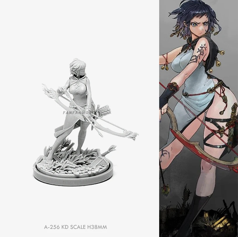 

35mm Resin figure kits Girl Archer model self-assembled A-256