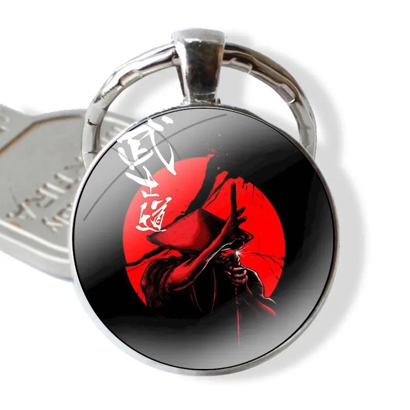 Японский брелок с логотипом Bushido Samurai стеклянный ручной работы кабошоном