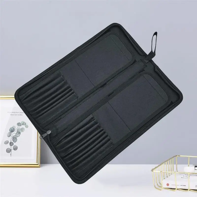 

1Pc 15 Slots Paint Brush Holder Durable Canvas Holder Rollup for Artist Watercolor Oil Paint Brush Tools Pens Pencils(Black)