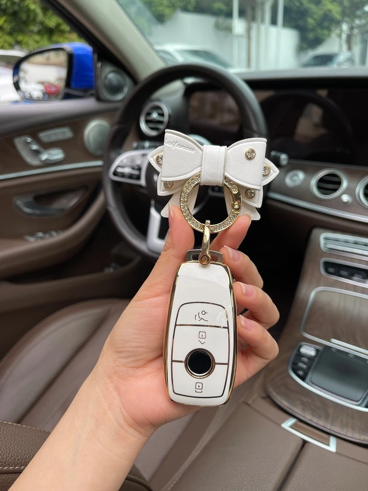Чехол для автомобильного ключа с бантом, чехол для Mercedes Benz A E C CLA CLS G S SL GLB GLC GLA GLS GLE Class W204 W212 SLK SLC AMG Clk EQB EQC EQS