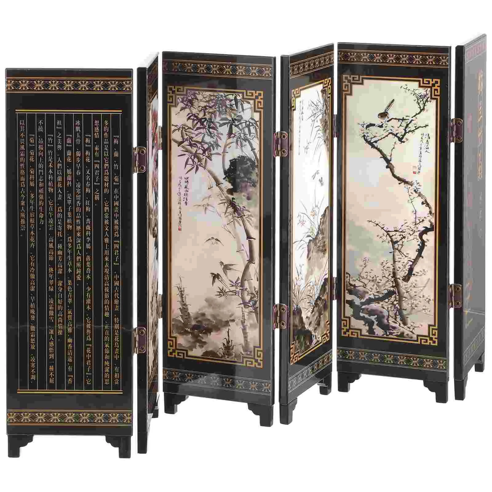 

Mini Screen Antique Folding Screen Wall Divider Decor Chinese Style Home Living Room Study Table Wall Divider Decoration