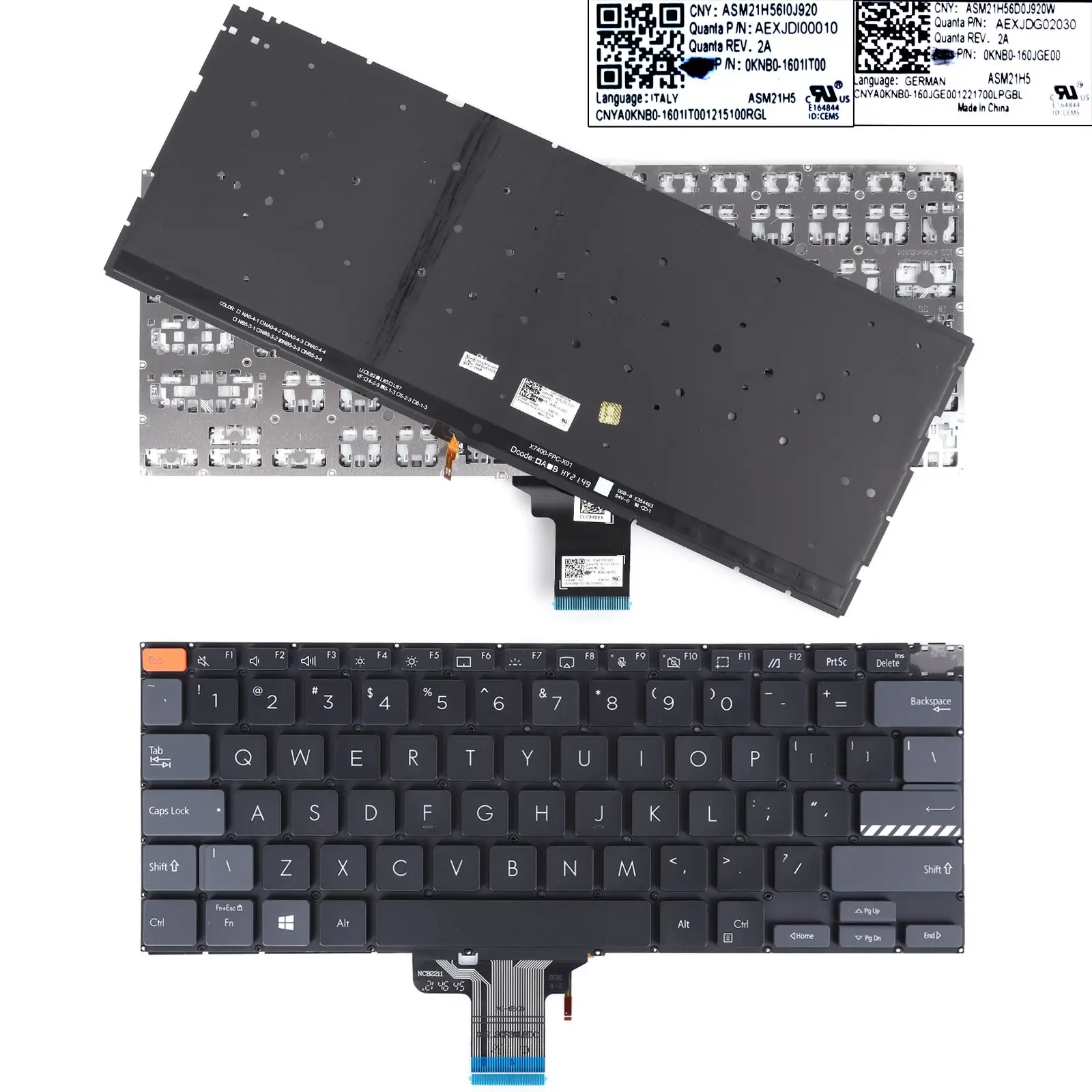 Клавиатура для ноутбука ASUS M3400 M3401 K3400 X3400 M7400 X7400 черная с подсветкой