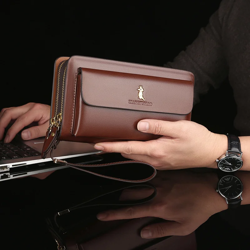 

Новинка, Мужская Ручная сумка, деловой удобный длинный кошелек с двойной молнией и отделением для карт