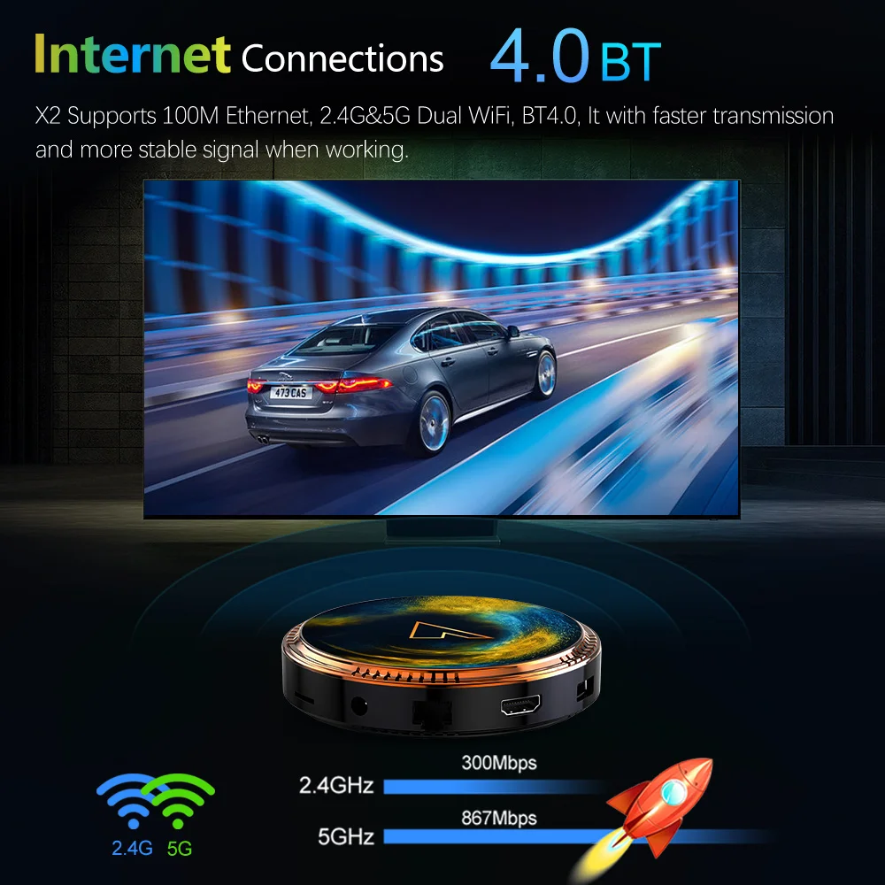Приставка Смарт-ТВ VONTAR X2 Amlogic S905W2 Android 11 4 + 64 ГБ 32 Гб 2 16 Support AV1 Wifi BT TVBOX Media Player Set Top Box -
