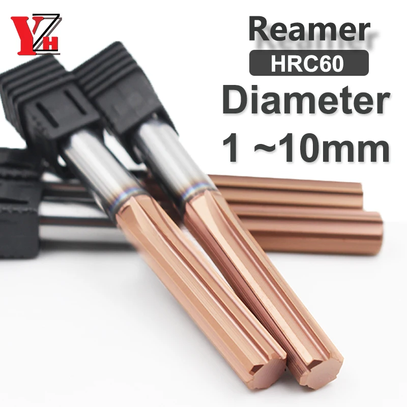 

YZH Carbide Machine Reamer HRC60 Coated Straight Groove 3/4/6F Tolerance H7 Harened Steel Metal Cutter CNC Inner Hole 1mm ~10mm